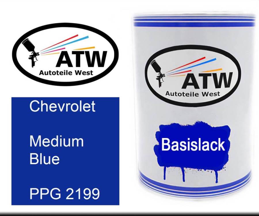 Chevrolet, Medium Blue, PPG 2199: 500ml Lackdose, von ATW Autoteile West.